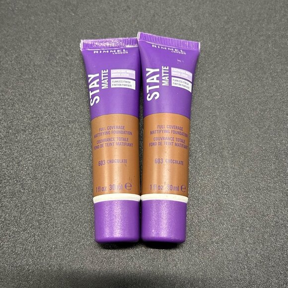 Rimmel London 2 PK Stay Matte Foundation 603 Chocolate Full Coverage 1 Fl Oz - Picture 1 of 2